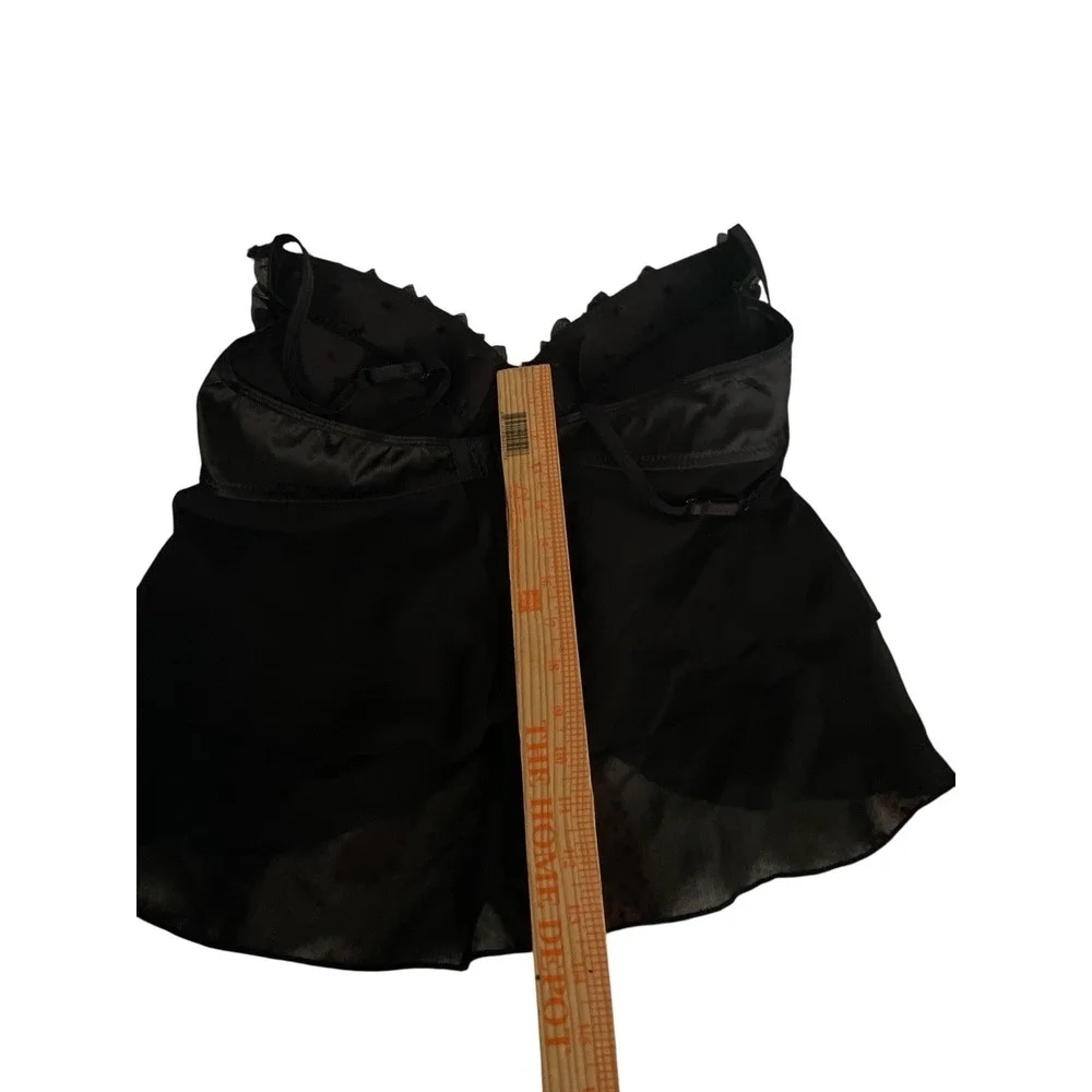Delicates Lg Black Underwire‎ Adjustable Straps Bows Rhinestones